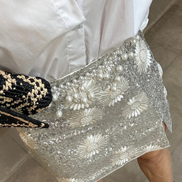 Holly Sequin Floral Mini Skirt- Small - Picture 2 of 2